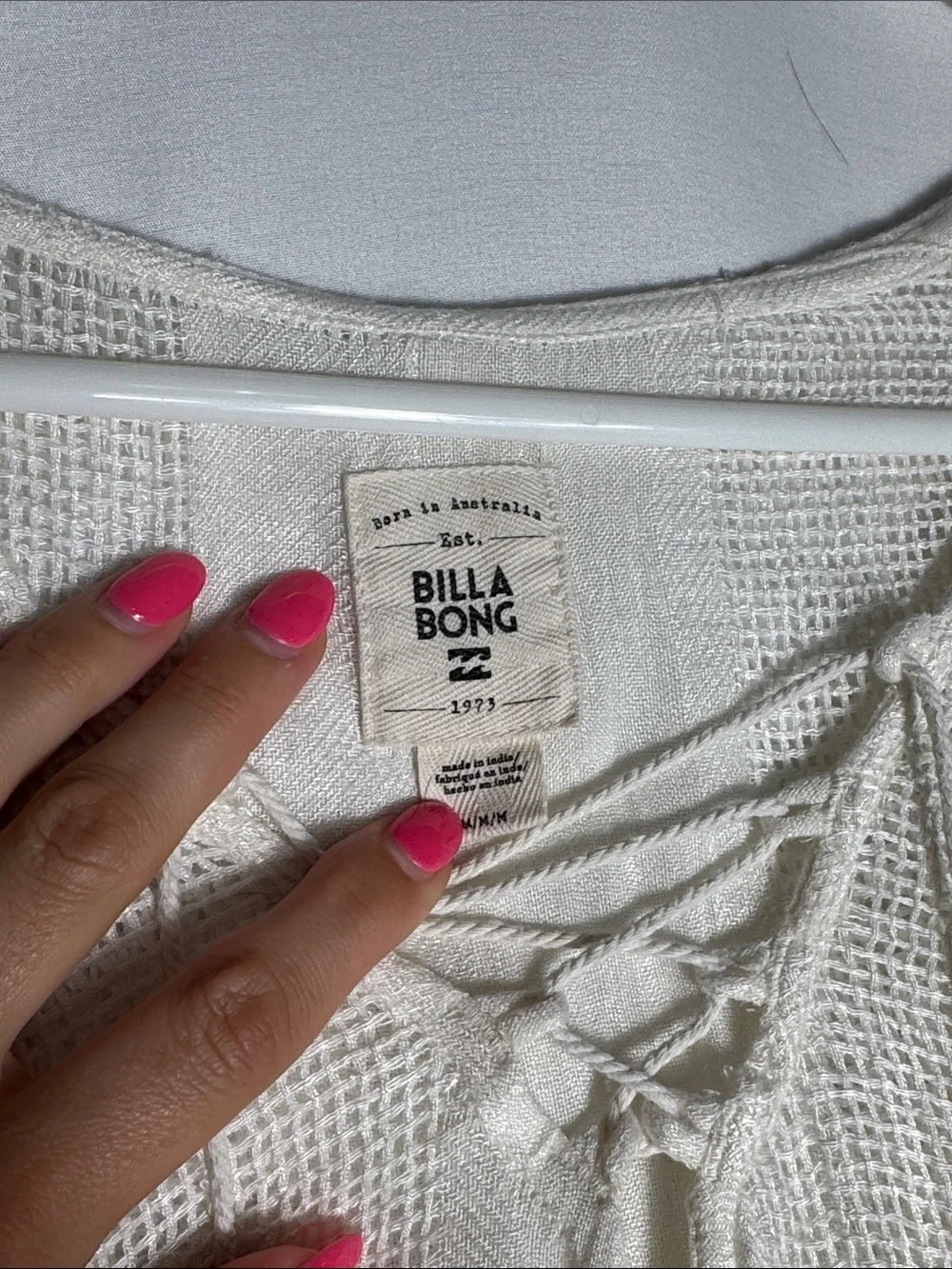Billabong Same Story Off White Lace-Up Swimsuit Cover Up Size Medium